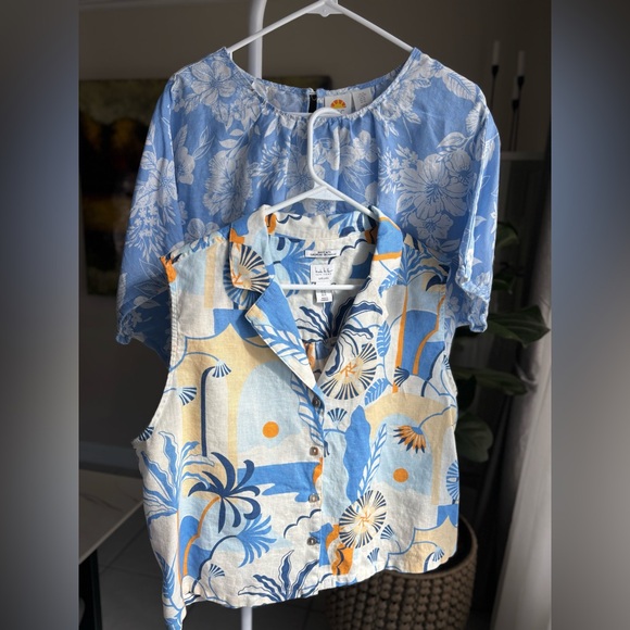 C&C California Tops - 2 piece bundle Tropical Print Linen blouse Sz XL